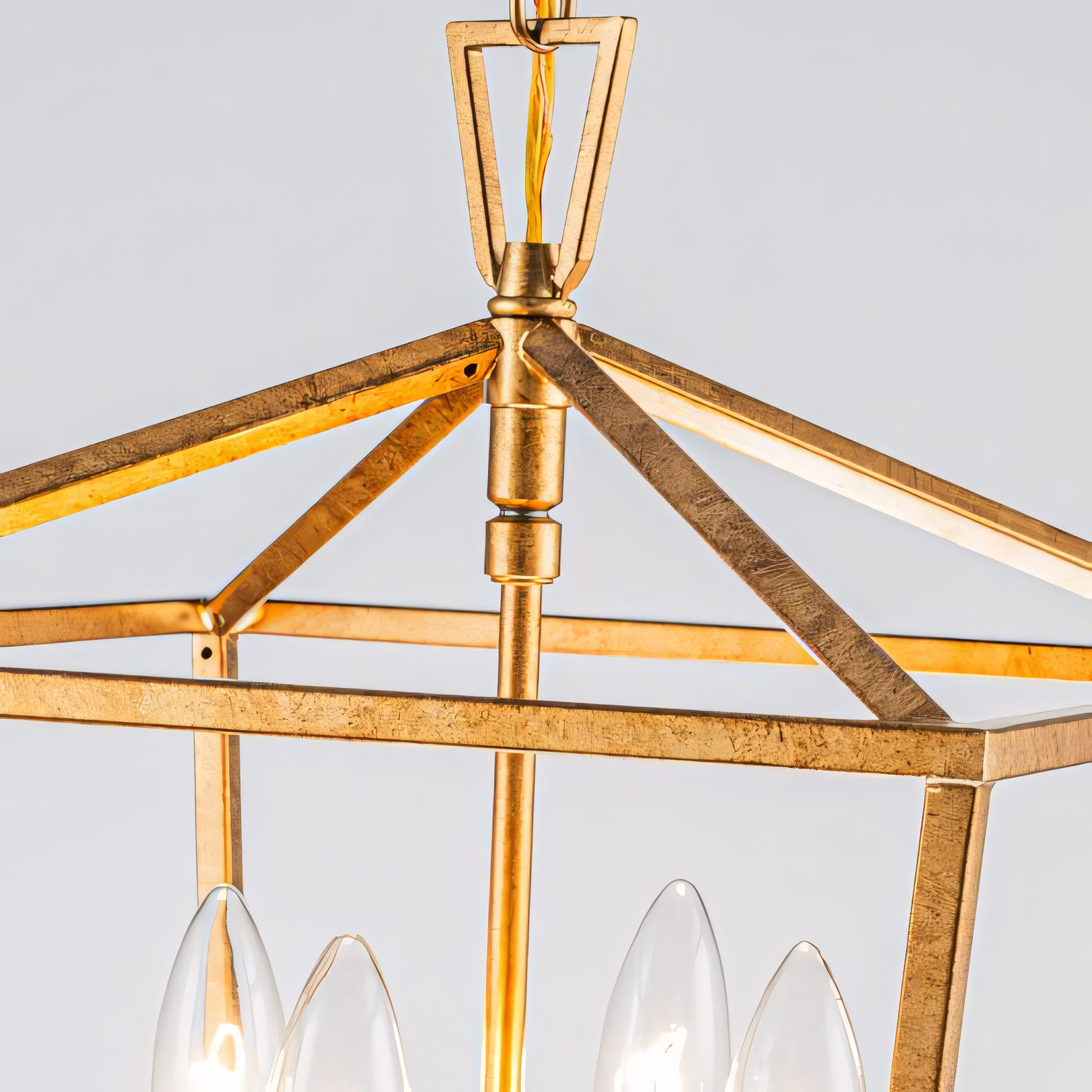 Candle Style Aged Gold Cage Chandelier | Industrial Metal Hanging